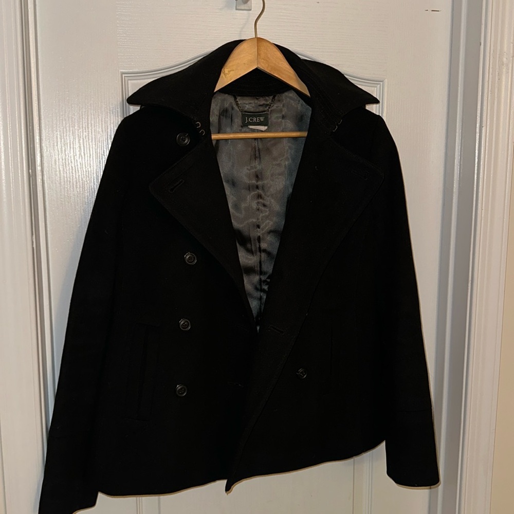 JCrew black mixed-blend pea coat